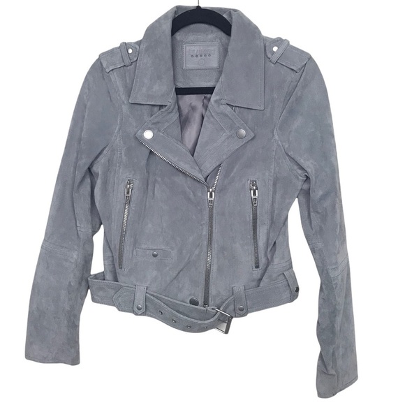 BLANK NYC Gray 100% Suede Leather Moto Jacket - Picture 1 of 13